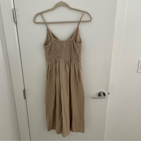 Express Linen-Blend Button Front Tie Midi Dress, S - Picture 5 of 7